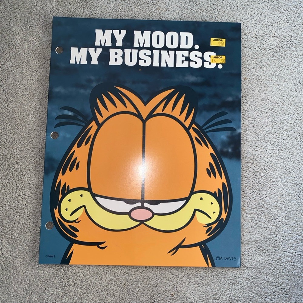 Vintage GARFIELD Mead Portfolio Folder MY MOOD MY BUSINESS‎